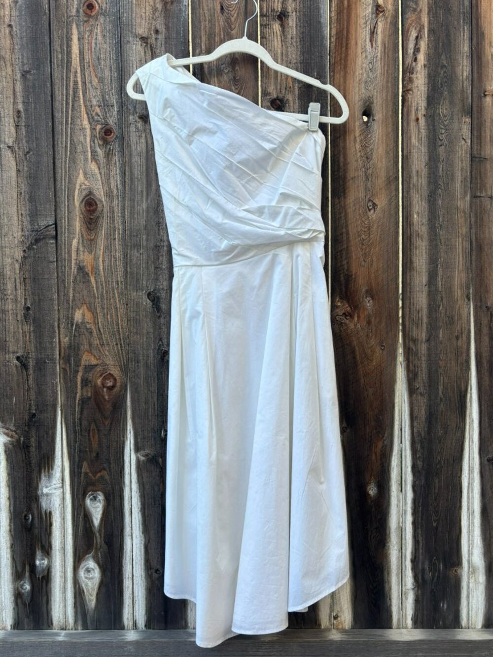NWT Banana Republic One Shoulder White Lined Poplin Dress 10 - Picture 4 of 11